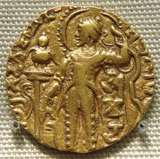 Garuda banner on a gold coin issued by Emperor Samudragupta