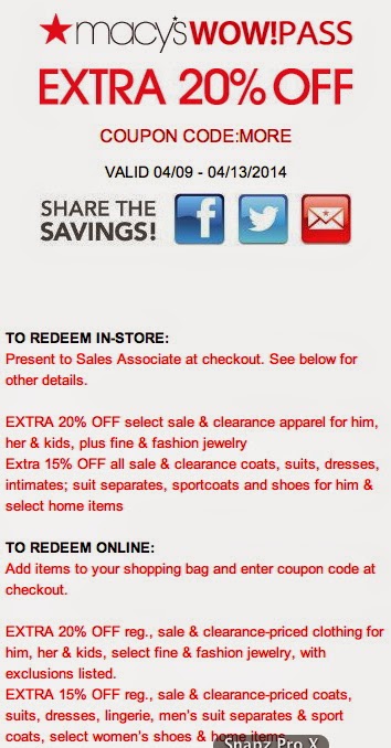 Printable Macy's Coupons: 20% Off Purchase | Your Retail Helper