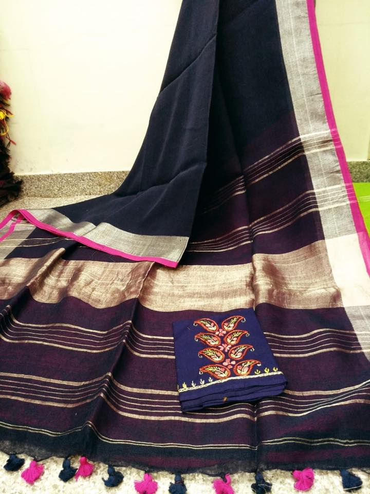 Buy Latest Linen Sarees Online