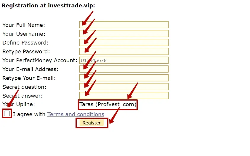 Регистрация в Investtrade 2