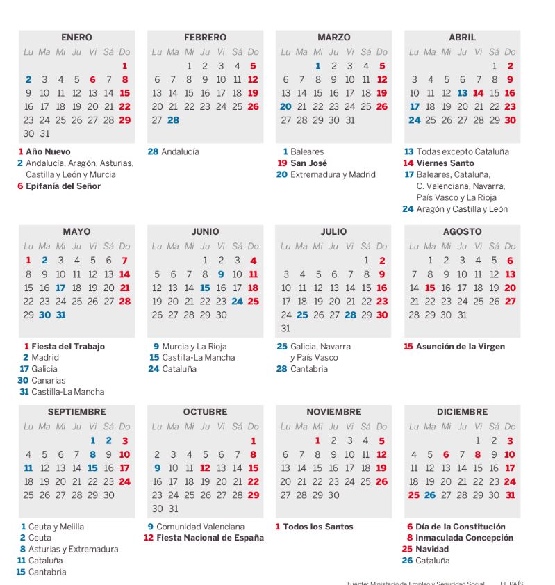 Calendario laboral 2017 para imprimir: ¡Organiza tu año de manera práctica!