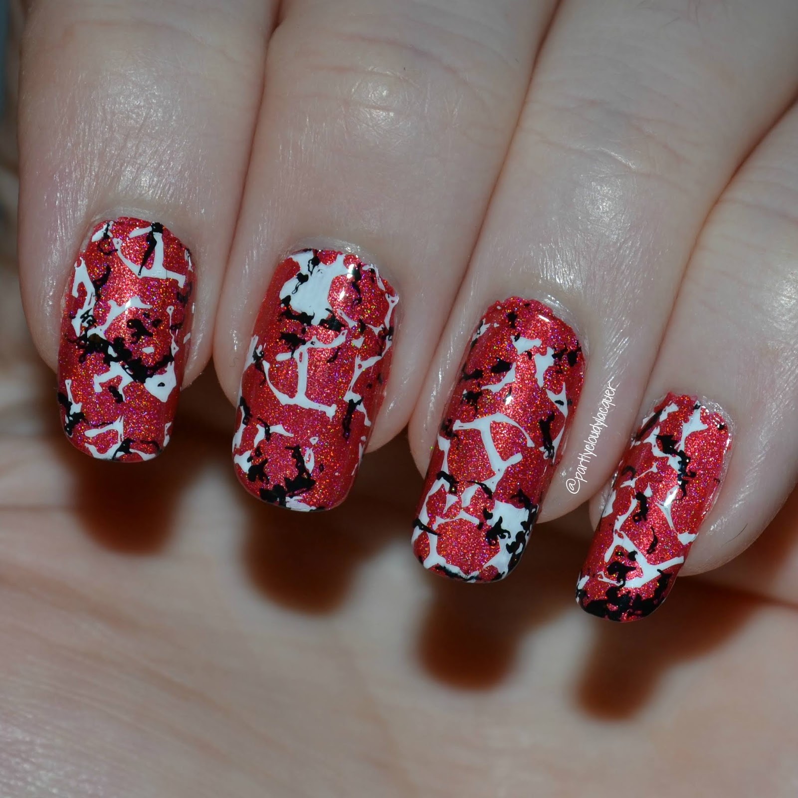 red and white marble nail design ideas