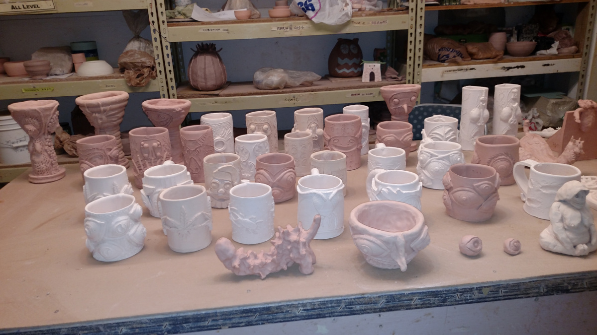 34 new pots and a few assorted sculptural objects.