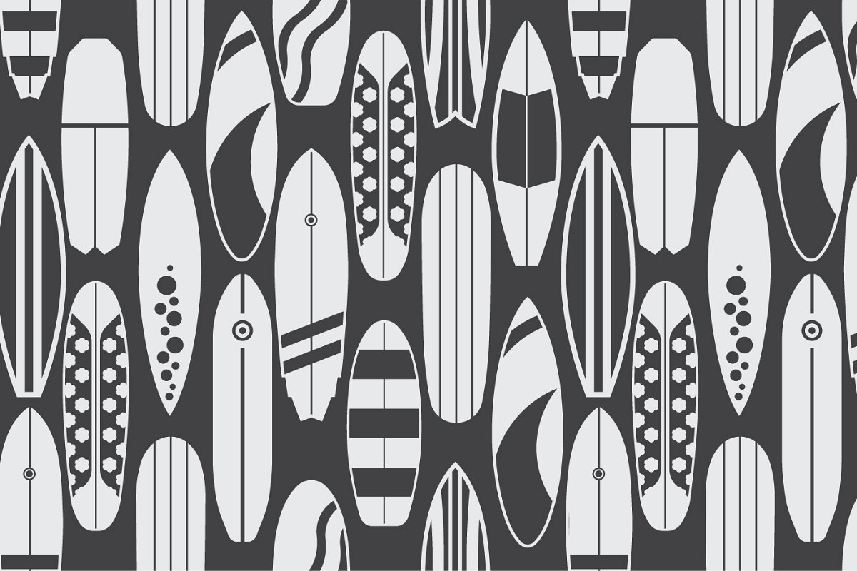 Retro Surfboard Pattern Set (EPS, JPG, AI)