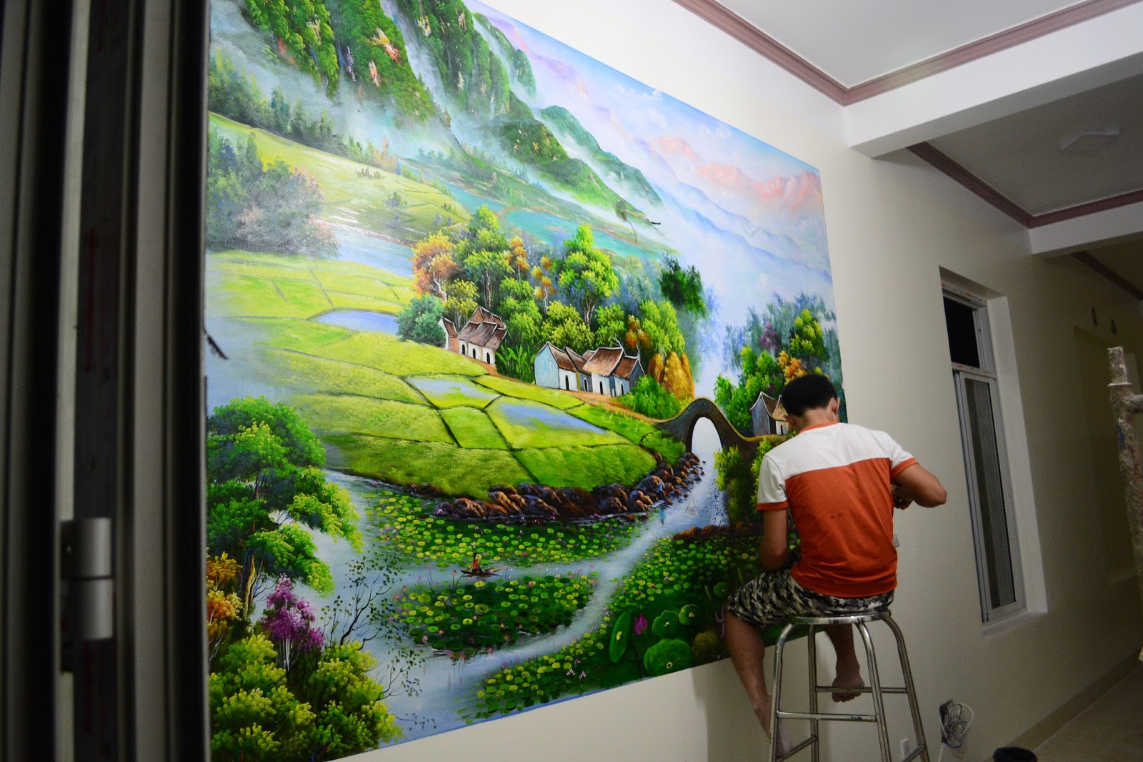 Vẽ Tranh Tường Phong Cảnh Phong Thủy tại Nha TRang
