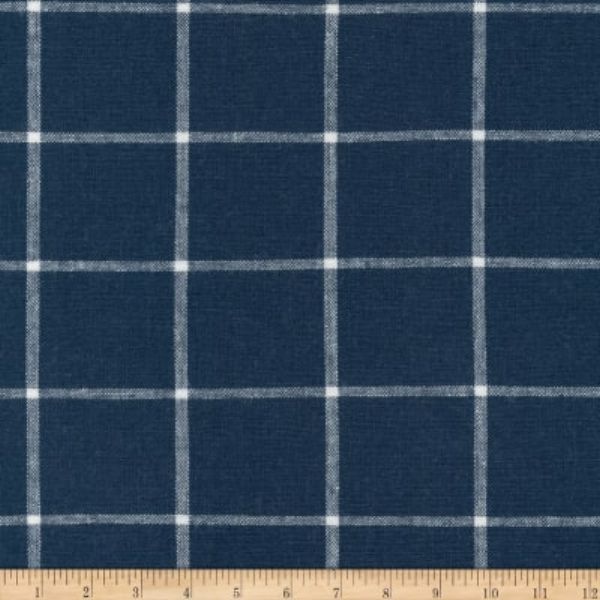 Kaufman Essex Yarn Dyed Classic Wovens Linen Check Indigo Fabric