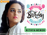 nithya menon picture face closeup along birth date message