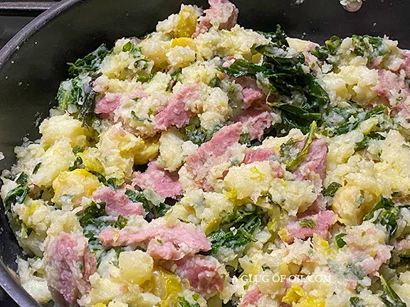 Bubble and squeak with gammon cooking