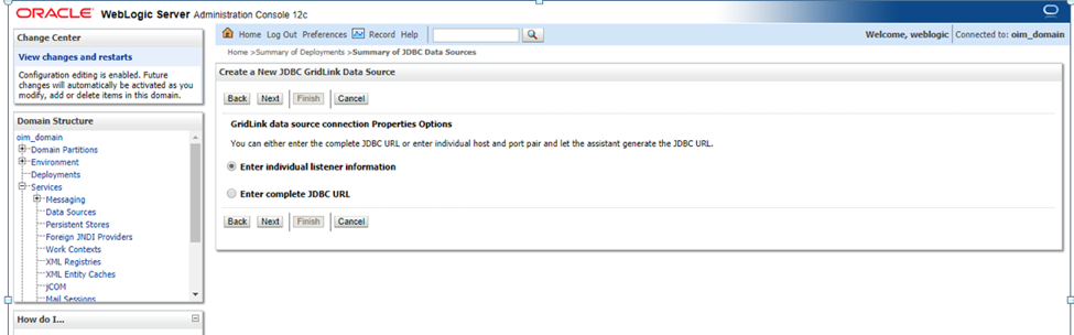 Oracle Weblogic Server 12c RAC Connection