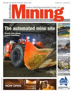 Australian Mining - October 2012 | ISSN 0004-976X | TRUE PDF | Mensile | Professionisti | Impianti | Lavoro | Distribuzione
Established in 1908, Australian Mining magazine keeps you informed on the latest news and innovation in the industry.