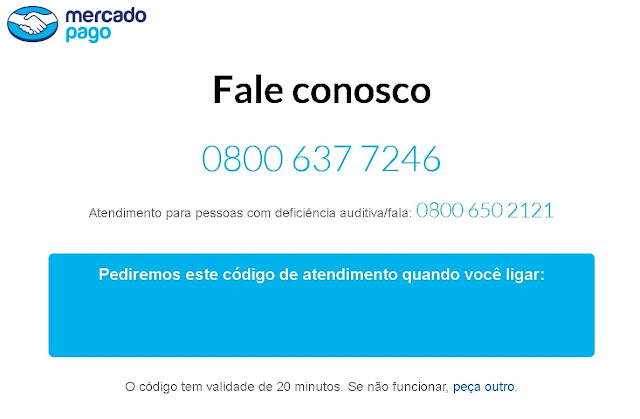 Resultado de imagem para codigo de atendimento mercado pago