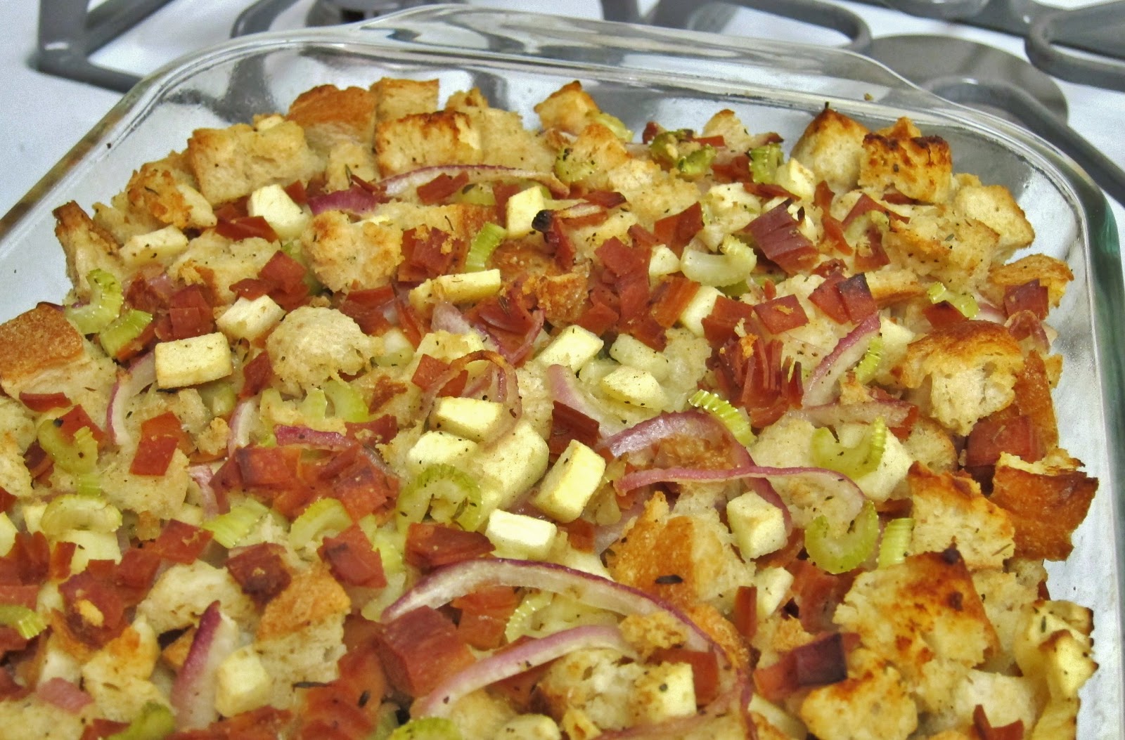 The Vegan Chronicle Sourdough Stuffing with Apples and Ham