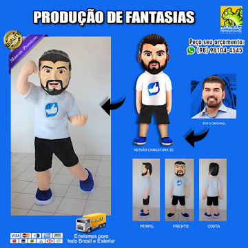 Fantasia Mascote Boneco Caricatura Pessoa Homem de Barba