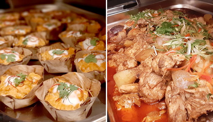 (l) Thai Steamed Fish Curry (r) Chicken Massaman Curry with Roti