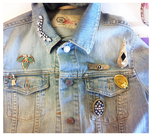 one fell swoop: jean jacket with vintage pins