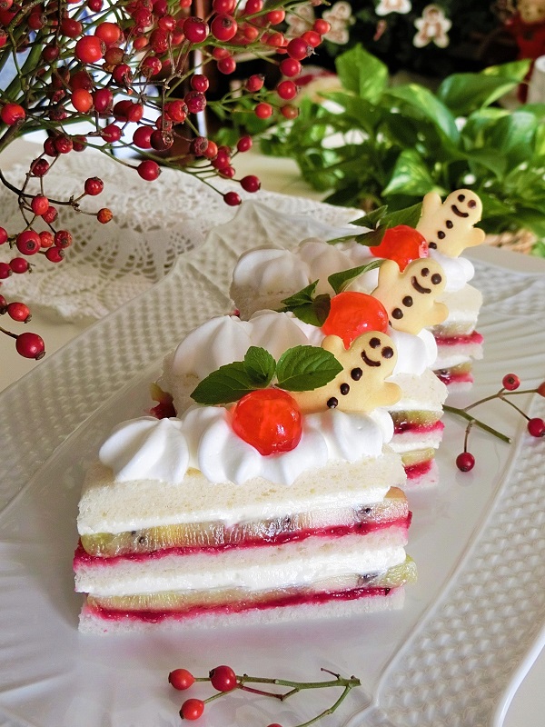 Bon Bon Art Cooking レシピ 簡単 クリスマスのレアチーズケーキ風サンドイッチケーキ