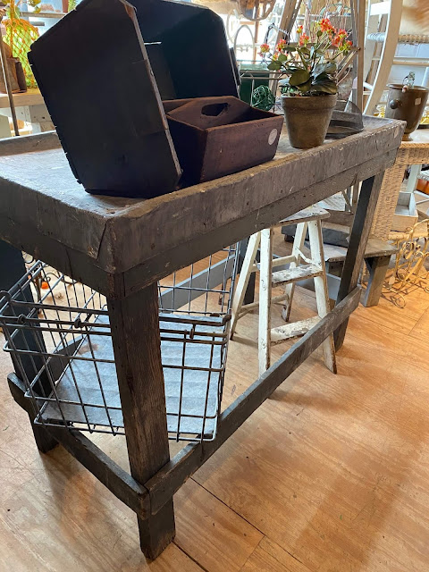 Photo of zinc topped old table