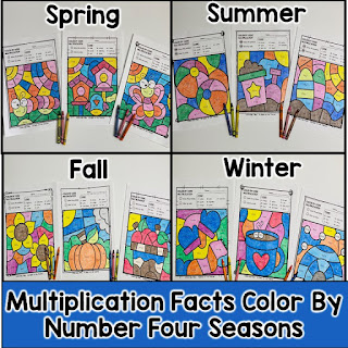 Four Seasons Color By Number Worksheets Multiplication
