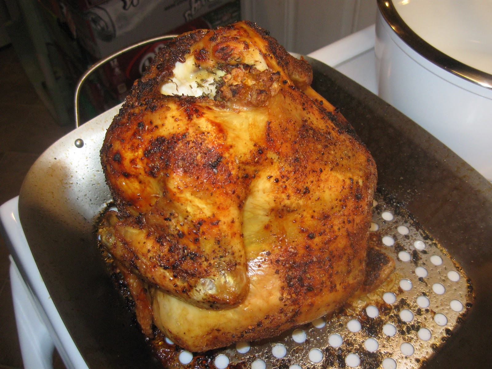 Karan's Kitchen Beer Can Chicken With the Pampered Chef Roasting Pan