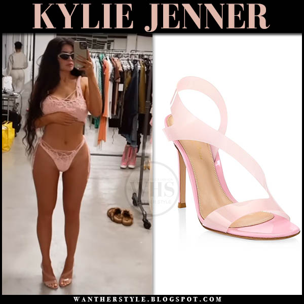 Kylie Jenner: Silk Pajamas, Pink Fur Slides