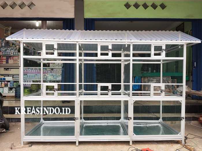 Kandang Aluminium untuk Burung Murai 3 Pintu pesanan Bpk Dayan di Pondok Kelapa Jakarta Timur