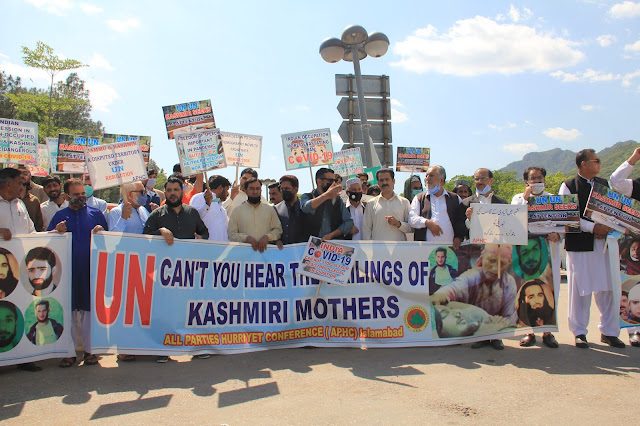 APHC protest in front of Faisal Mosque Islamabad: Pictures
