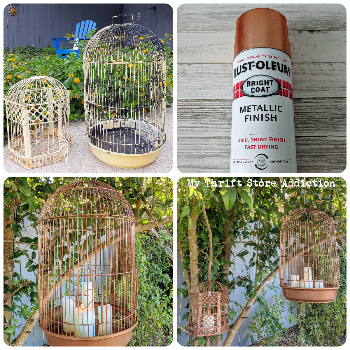 repurposed copper birdcage lanterns