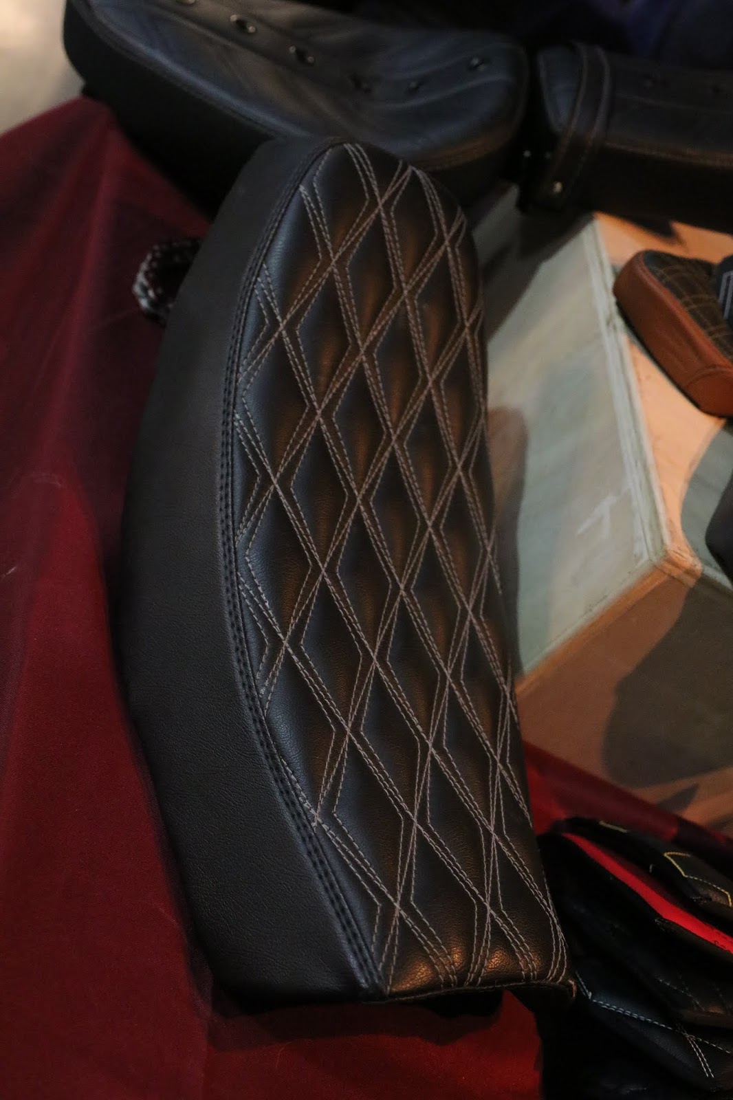 diamond stitch motorcycle seat