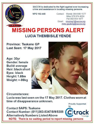 missing she reported african south woman year old eskom police nearly weeks dead found office two after her came dogs