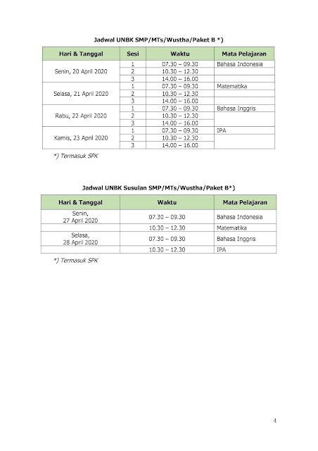 Jadwal Ujian Nasional Un Tahun Pelajaran 2019 2020 Pkbm Harati