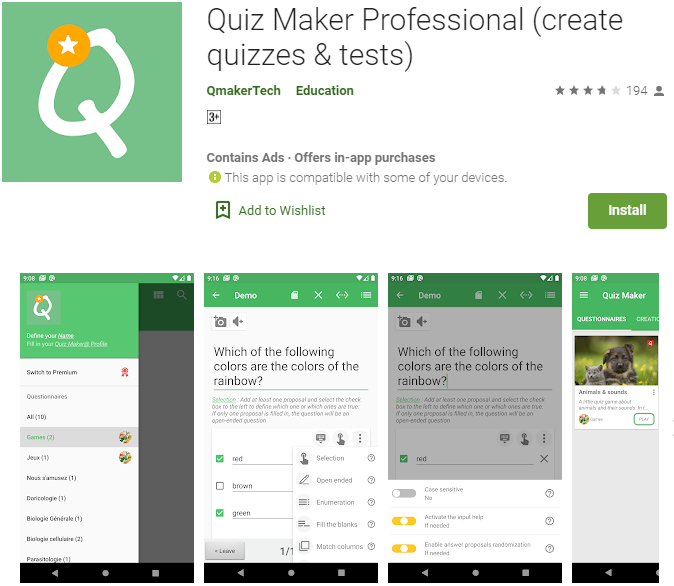 QUIZ MAKER PROFESSIONAL (QUIZZES & TESTS) V1.1.7 [MOD]