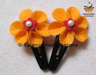 kalanirmitee: felt flowers-flowers-hair-clips- hair accessories