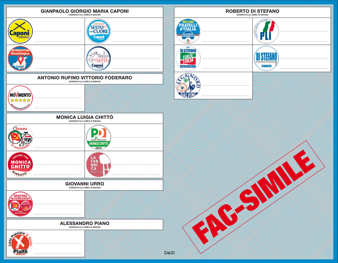 Info Elezioni FacSimile scheda elezioni comunali SESTO SAN GIOVANNI 2017 Info Elezioni FacSimile scheda elezioni comunali SESTO SAN GIOVANNI 2017