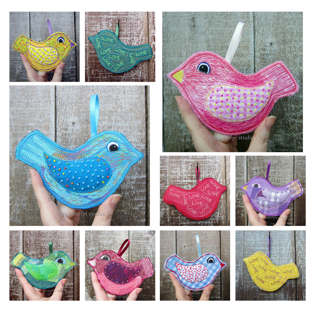 peaceofpi studio: Sewing Folk Art Bird Ornaments with Beading and ...