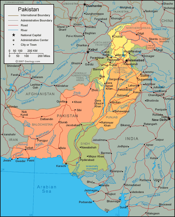PAKISTAN - GEOGRAPHICAL MAPS OF PAKISTAN