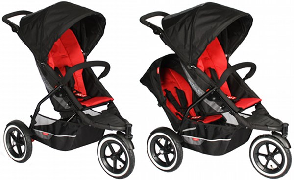 mumicollection: phil and teds EXPLORER double stroller - Black/RED