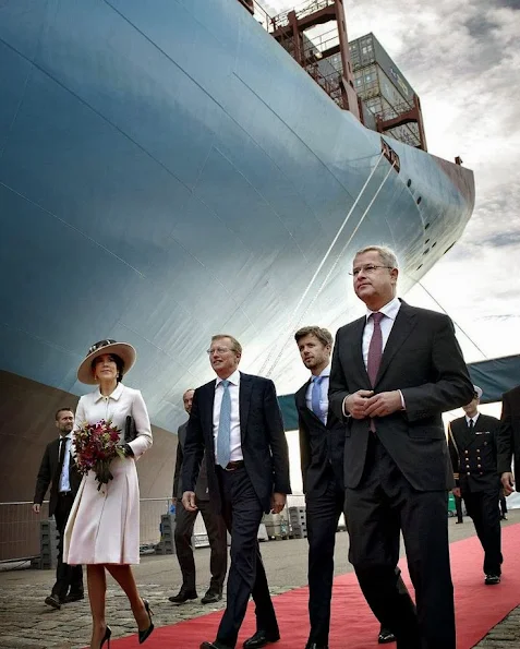Crown Prince Frederik and Crown Princess Mary at the christening of the container ship