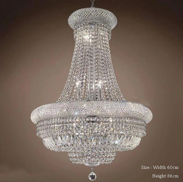 French Empire Chrome Gold Crystal Chandelier Luxury Hanging Ceiling Light