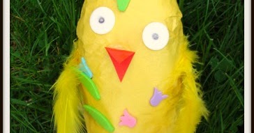Sun Hats & Wellie Boots: Spring Easter Chick made from recycled paper