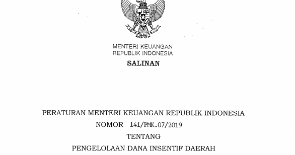 Download PMK Nomor 141 Tahun 2019 (Peraturan Menteri Keuangan) tentang