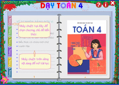 Phần mềm DẠY TOÁN 4 là phần mềm nằm trong chuỗi các phần mềm DẠY TOÁN dành cho các lớp khối Tiểu học