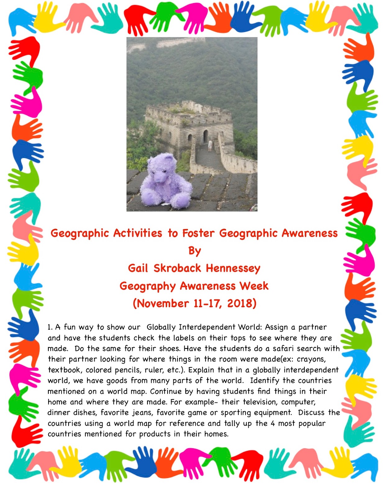 Geography Awareness Week Activities to Use with Students Education