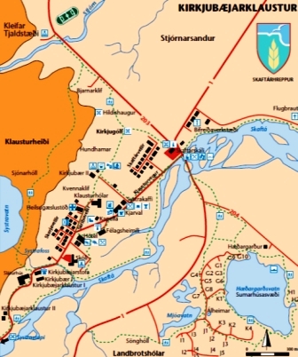 Mapa de Kirkjubaejarklaustur y Kirkjugolf