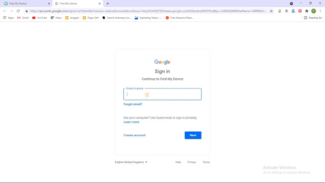 enter here your gmail and sign in your account sign in find my device - google