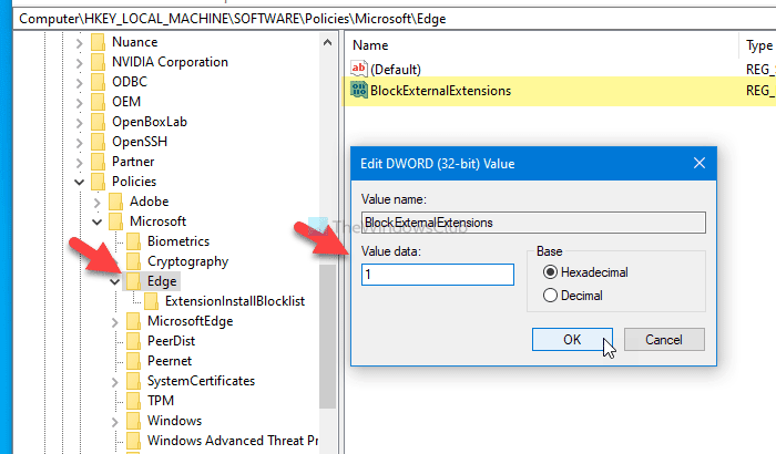How to prevent users from installing extensions in Edge