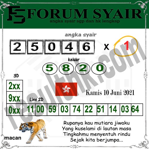 Syair hk 10 juni 2021