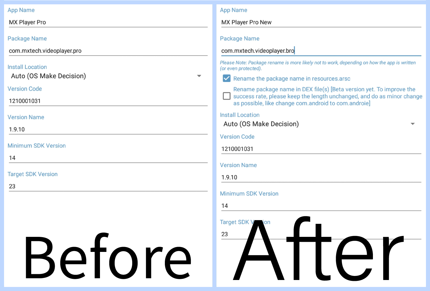 Change App Package Name Android