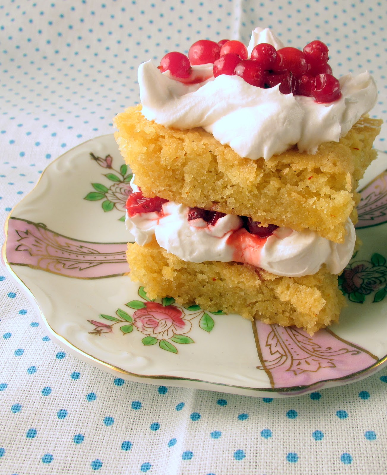 Me And My Sweets Almond and Saffron Cake with Whipped Cream and