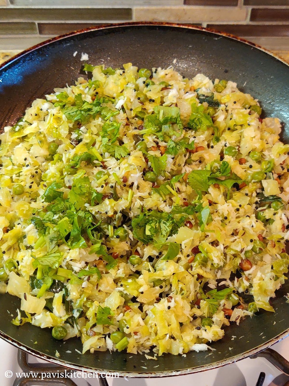 cabbage poriyal recipe cabbage peas poriyal muttaikose poriyal