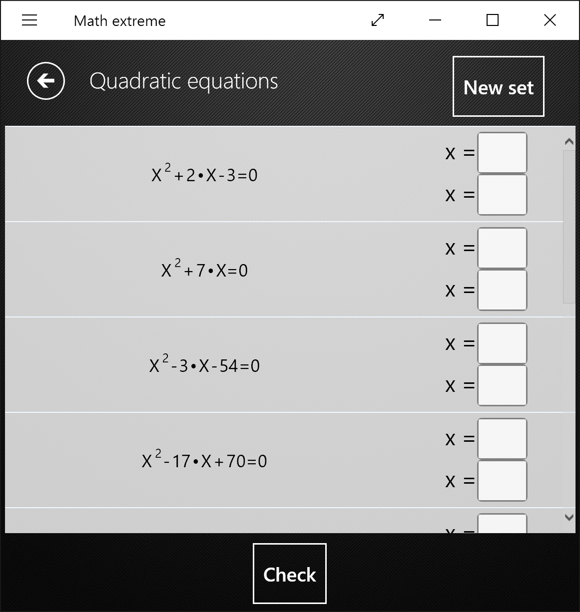 Math Extreme: New worksheets: quadratic equations